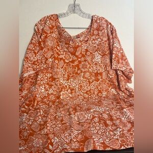Liz & Me Floral Orange Women's Top